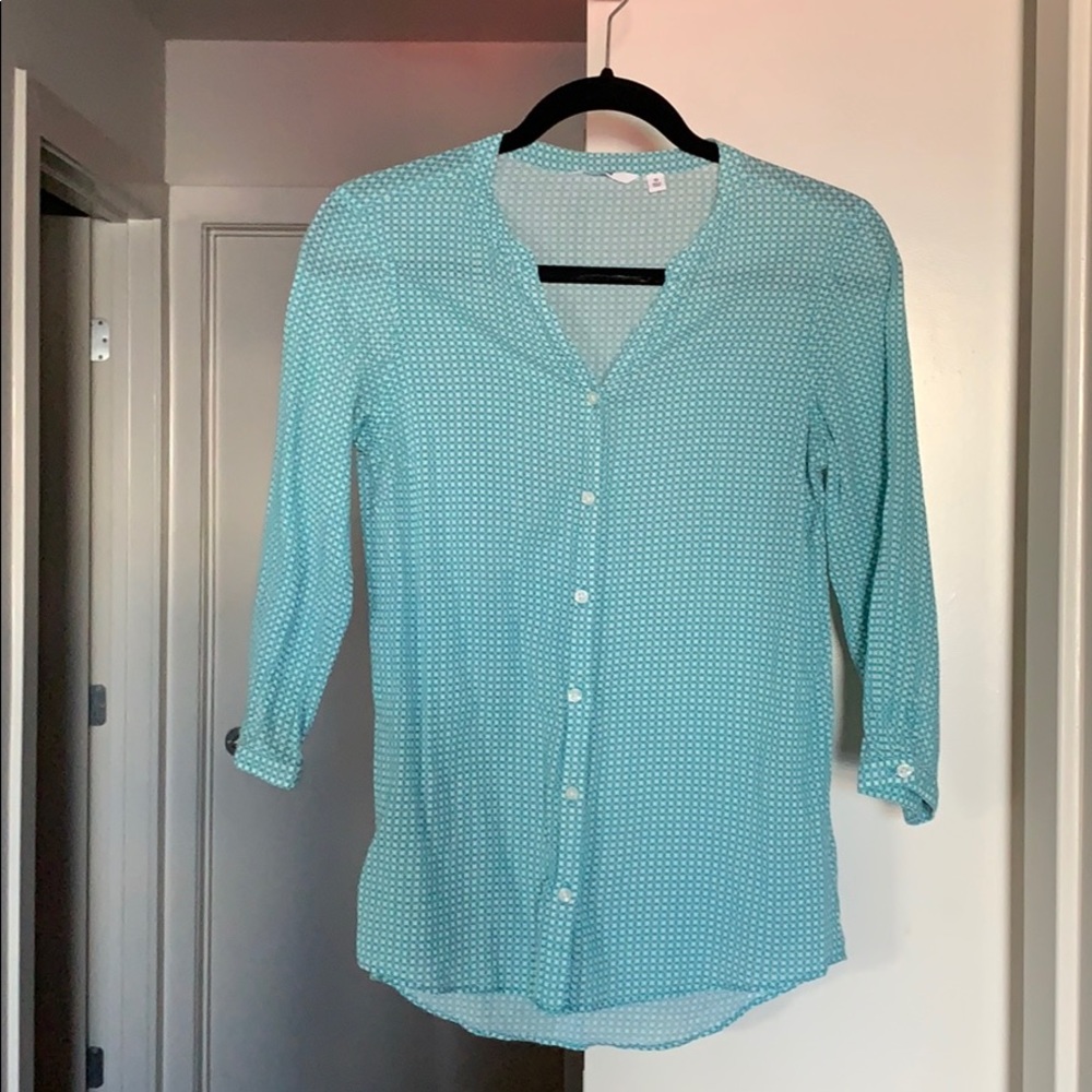 Uniqlo Turquoise cotton shirt 3/4 sleeves